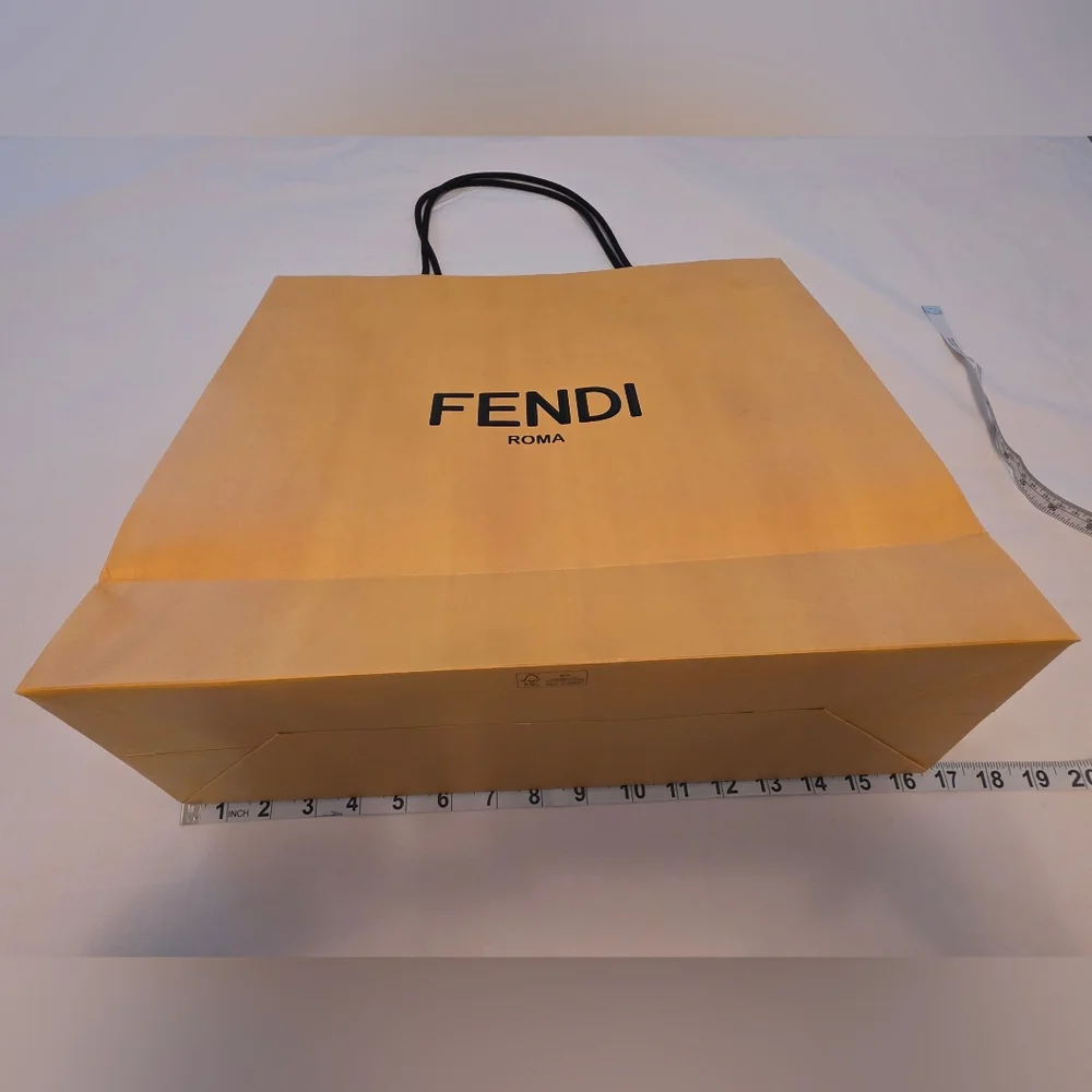Authentic Fendi Yellow Shopping Bag with Black Logo – Large 20” x 16” x 5”